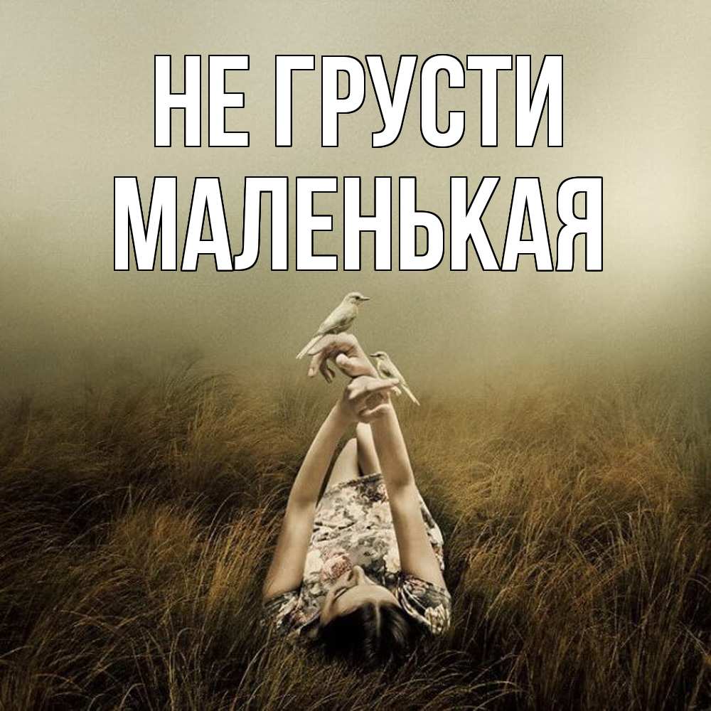 Открытка на каждый день с именем, Маленькая Не грусти поле и туман Прикольная открытка с пожеланием онлайн скачать бесплатно 