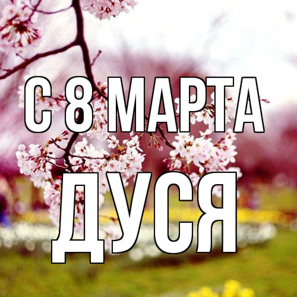 Открытка на каждый день с именем, Дуся C 8 МАРТА яблоня Прикольная открытка с пожеланием онлайн скачать бесплатно 