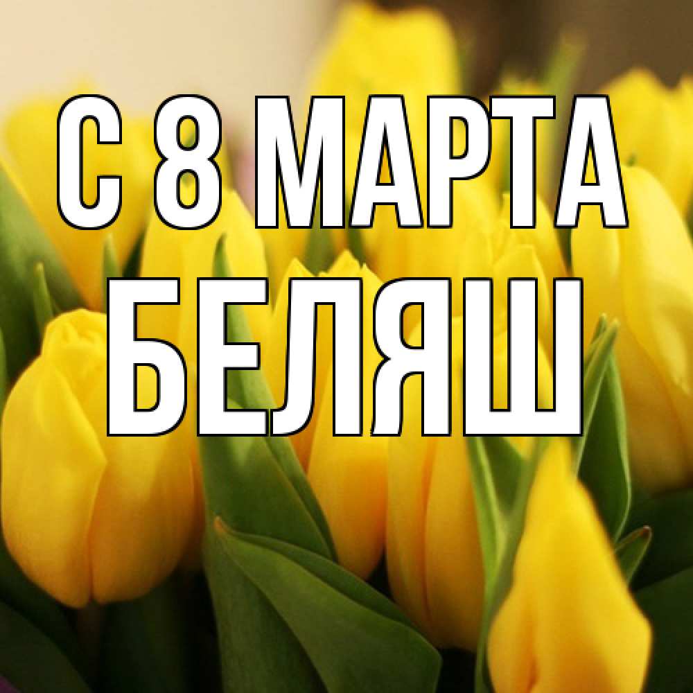 Открытка на каждый день с именем, Беляш C 8 МАРТА цветы Прикольная открытка с пожеланием онлайн скачать бесплатно 