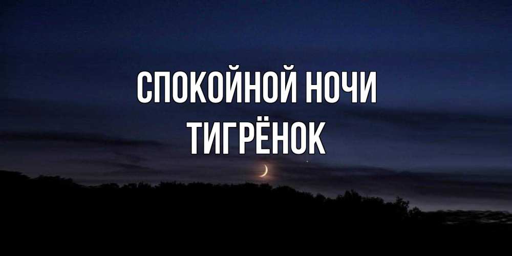 Открытка на каждый день с именем, Тигрёнок Спокойной ночи месяц Прикольная открытка с пожеланием онлайн скачать бесплатно 