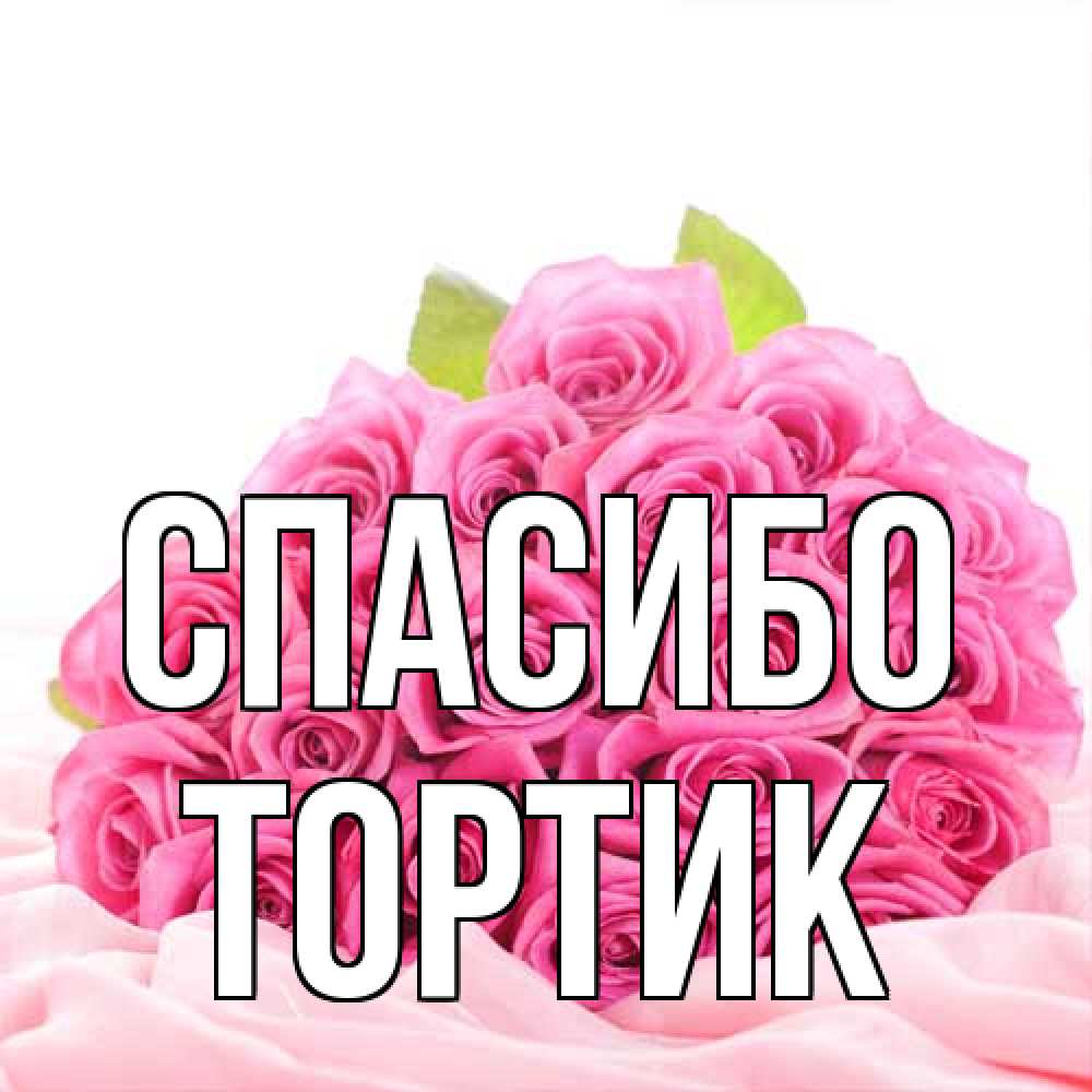 Открытка на каждый день с именем, Тортик Спасибо розовые розы с подписью Прикольная открытка с пожеланием онлайн скачать бесплатно 