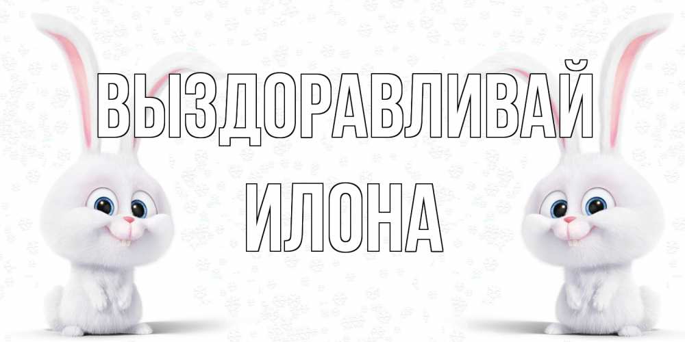 Открытка на каждый день с именем, Илона Выздоравливай не болей с зайцем Прикольная открытка с пожеланием онлайн скачать бесплатно 