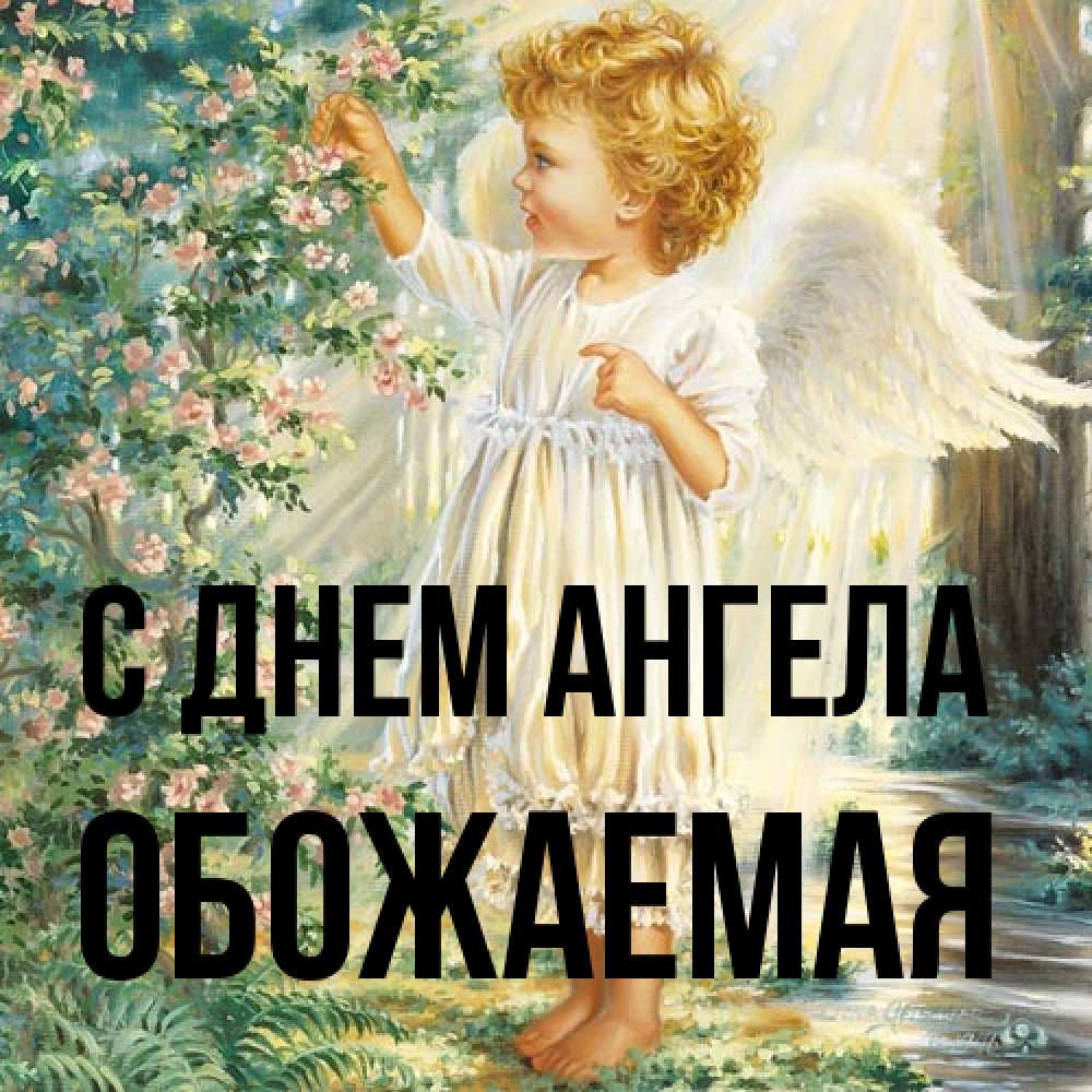 Открытка на каждый день с именем, обожаемая С днем ангела собирает цветы Прикольная открытка с пожеланием онлайн скачать бесплатно 