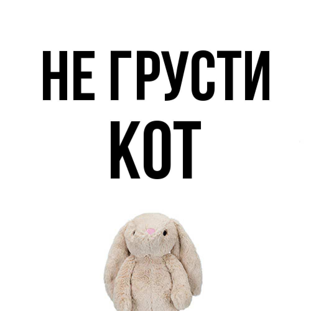 Открытка на каждый день с именем, Кот Не грусти детская игрушка зайчика Прикольная открытка с пожеланием онлайн скачать бесплатно 