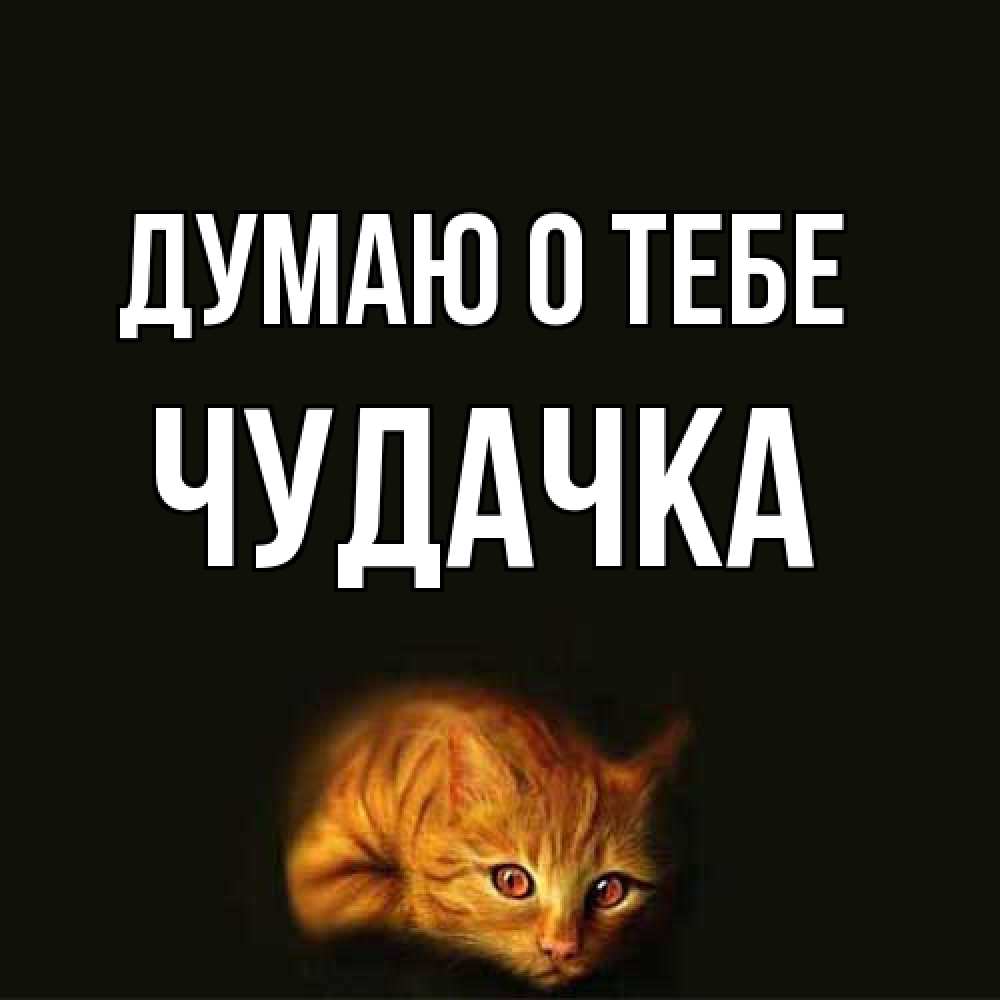 Открытка на каждый день с именем, Чудачка Думаю о тебе рыжий Прикольная открытка с пожеланием онлайн скачать бесплатно 