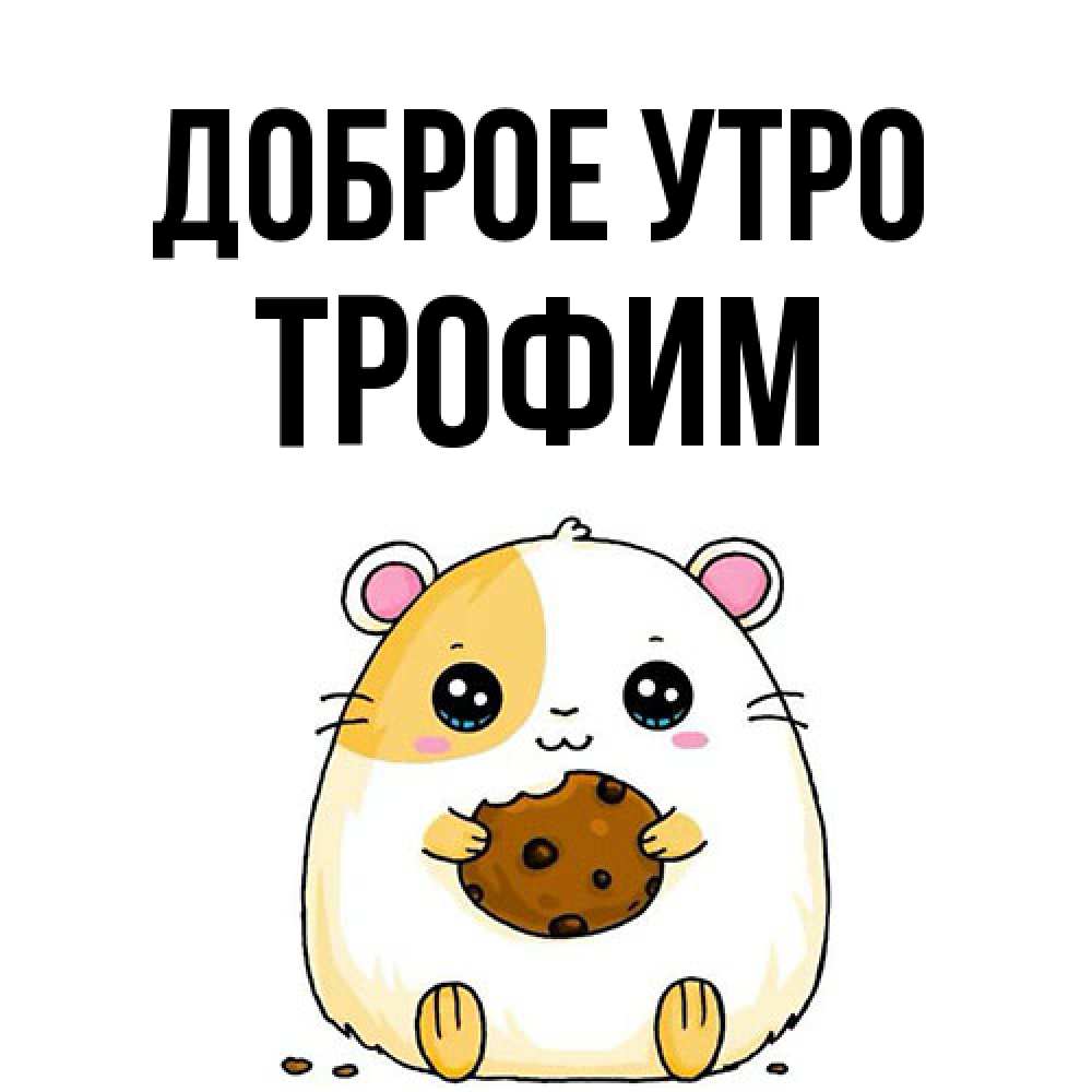Открытка на каждый день с именем, Трофим Доброе утро есть печеньку. Утречко Прикольная открытка с пожеланием онлайн скачать бесплатно 