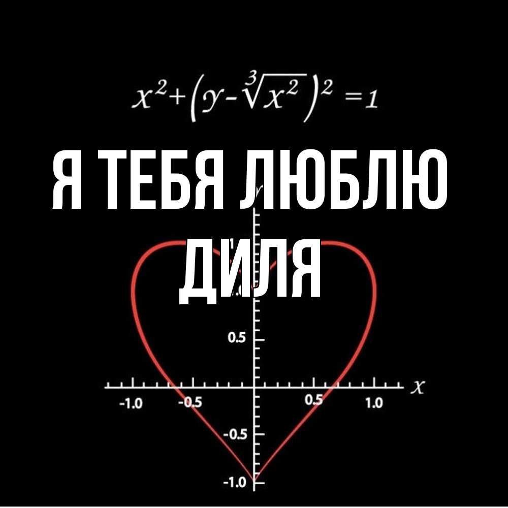 Открытка на каждый день с именем, Диля Я тебя люблю сердечная формула Прикольная открытка с пожеланием онлайн скачать бесплатно 