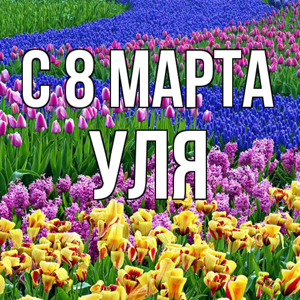 Открытка на каждый день с именем, Уля C 8 МАРТА цветы Прикольная открытка с пожеланием онлайн скачать бесплатно 