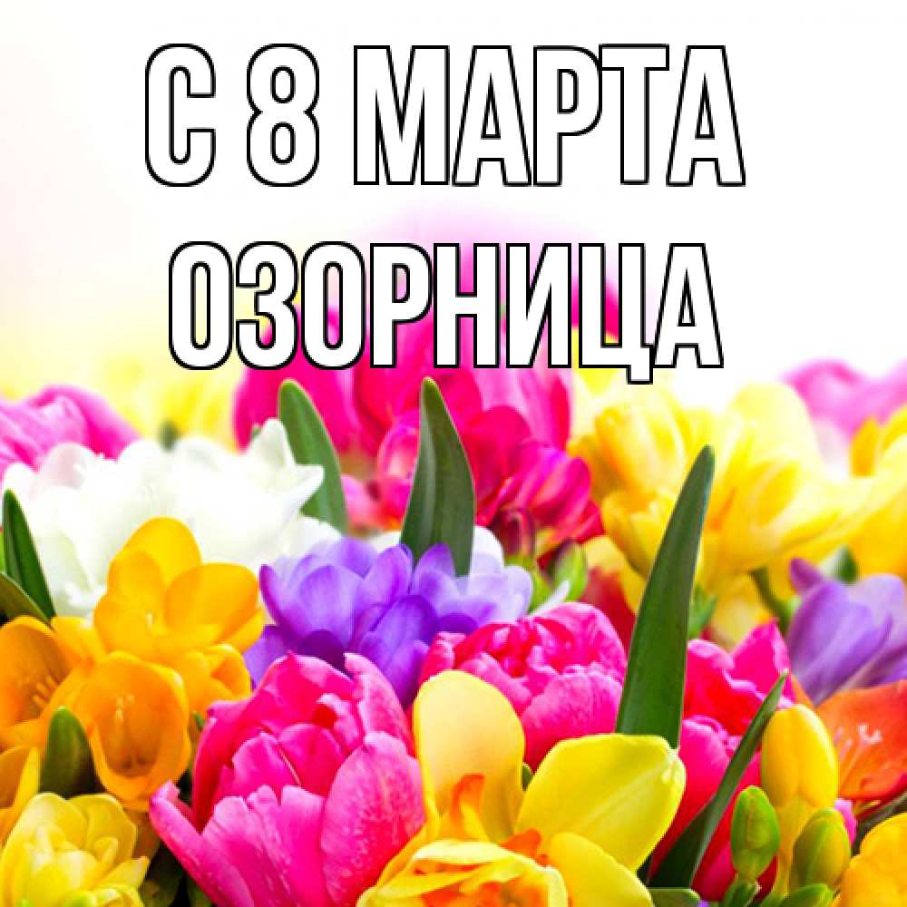 Открытка на каждый день с именем, Озорница C 8 МАРТА тюльпаны Прикольная открытка с пожеланием онлайн скачать бесплатно 