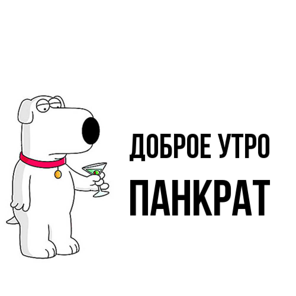 Открытка на каждый день с именем, Панкрат Доброе утро герои мультфильмов белый пес Прикольная открытка с пожеланием онлайн скачать бесплатно 