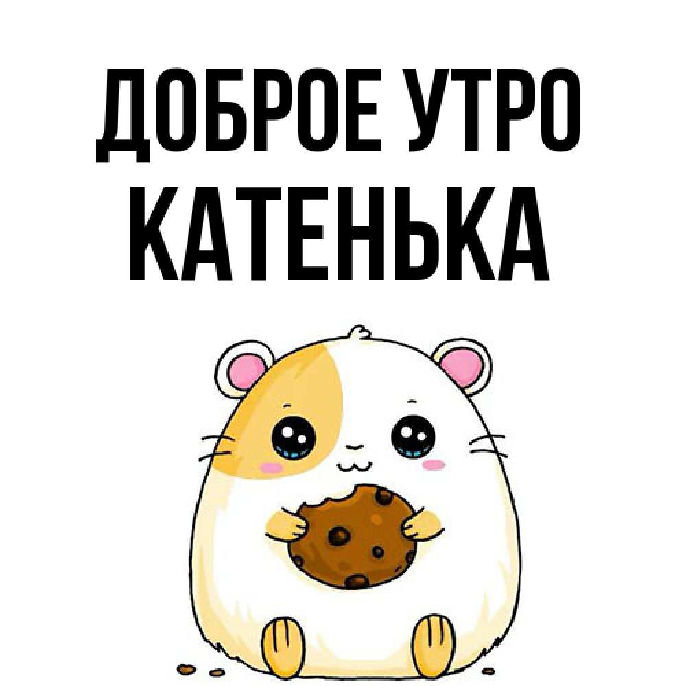 Открытка на каждый день с именем, Катенька Доброе утро есть печеньку. Утречко Прикольная открытка с пожеланием онлайн скачать бесплатно 