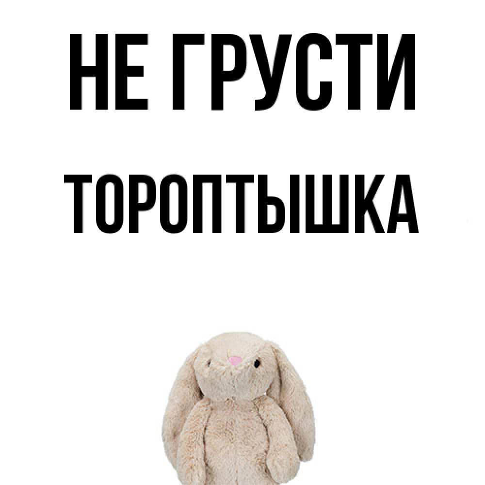 Открытка на каждый день с именем, Тороптышка Не грусти детская игрушка зайчика Прикольная открытка с пожеланием онлайн скачать бесплатно 