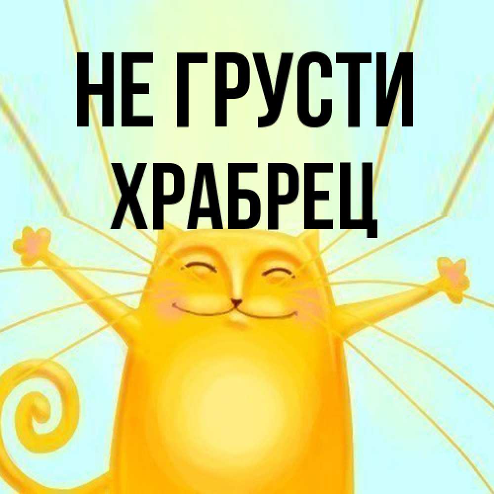 Открытка на каждый день с именем, Храбрец Не грусти обнимашки усатые Прикольная открытка с пожеланием онлайн скачать бесплатно 