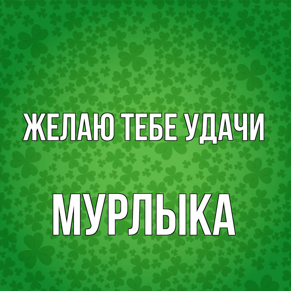 Открытка на каждый день с именем, мурлыка Желаю тебе удачи много листочков на удачу Прикольная открытка с пожеланием онлайн скачать бесплатно 