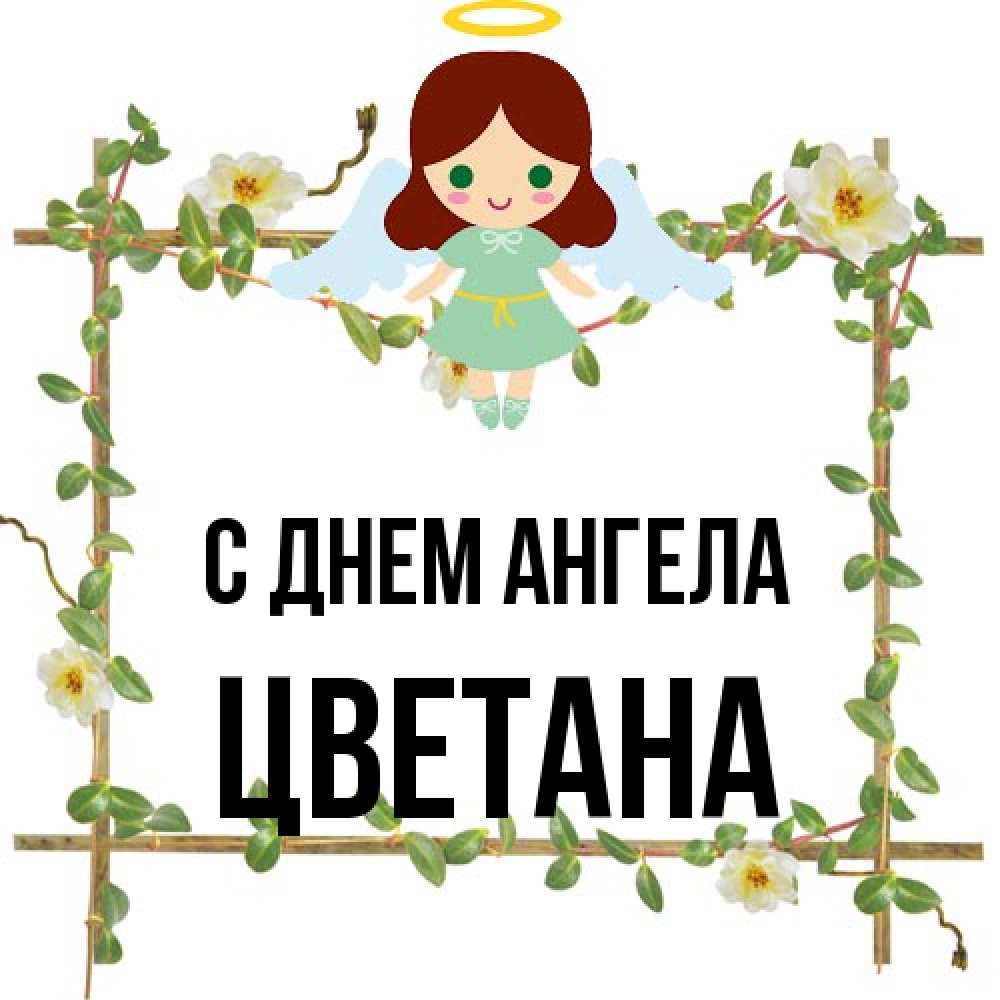 Открытка на каждый день с именем, Цветана С днем ангела Ангел с нимбом Прикольная открытка с пожеланием онлайн скачать бесплатно 