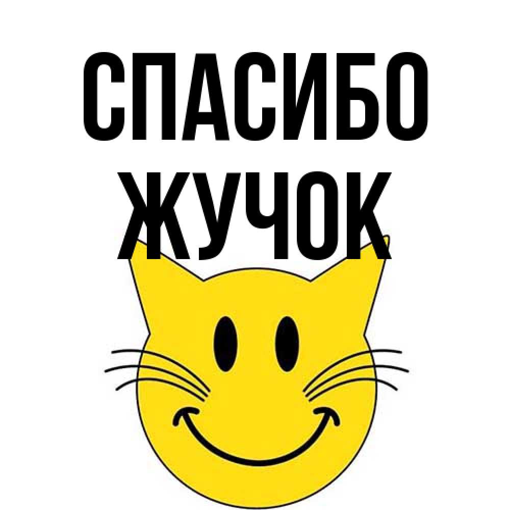 Открытка на каждый день с именем, жучок Спасибо улыбающийся смайл кот Прикольная открытка с пожеланием онлайн скачать бесплатно 