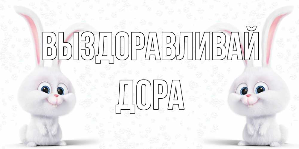 Открытка на каждый день с именем, Дора Выздоравливай не болей с зайцем Прикольная открытка с пожеланием онлайн скачать бесплатно 