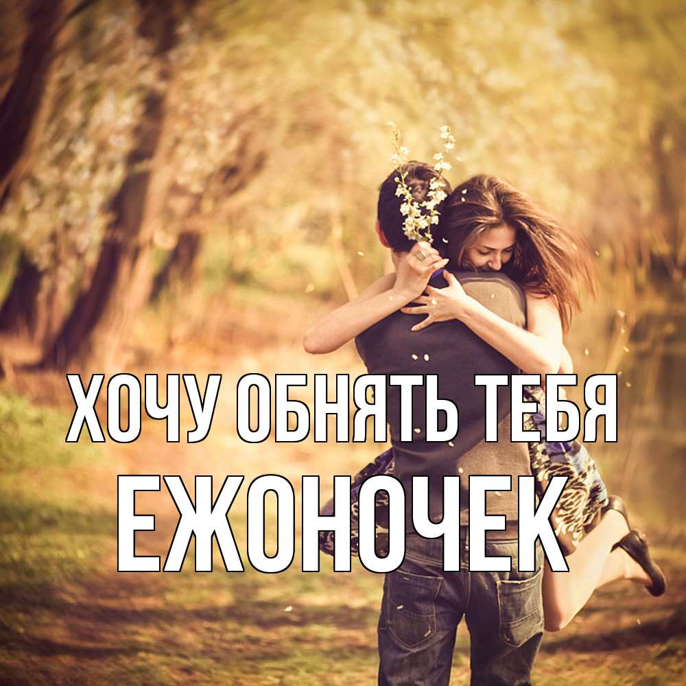 Открытка на каждый день с именем, Ежоночек Хочу обнять тебя Лес осенний Прикольная открытка с пожеланием онлайн скачать бесплатно 