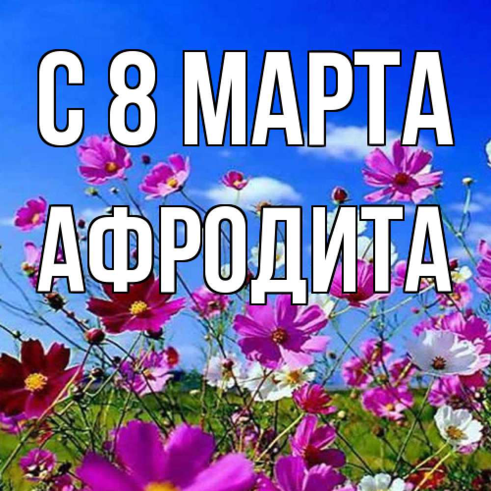 Открытка на каждый день с именем, Афродита C 8 МАРТА цветы Прикольная открытка с пожеланием онлайн скачать бесплатно 