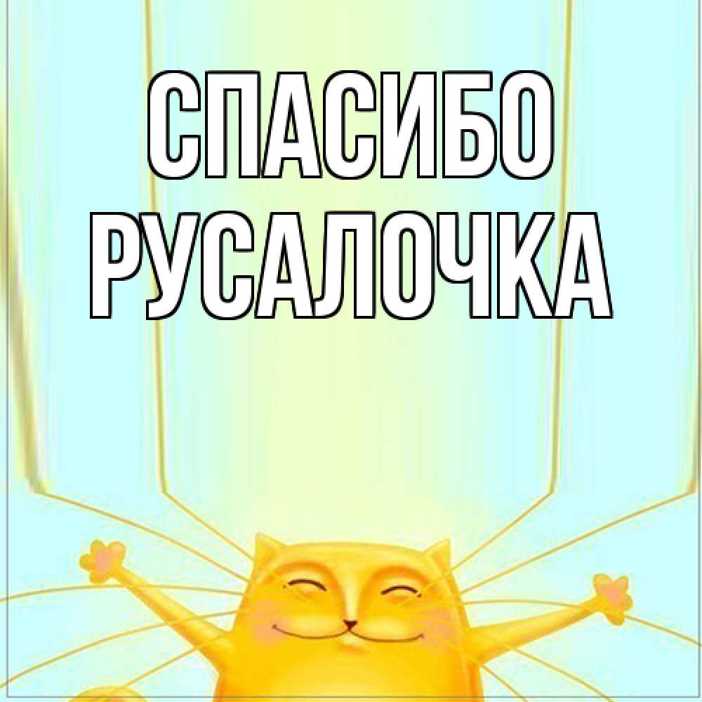 Открытка на каждый день с именем, Русалочка Спасибо кот с усами благодарит Прикольная открытка с пожеланием онлайн скачать бесплатно 