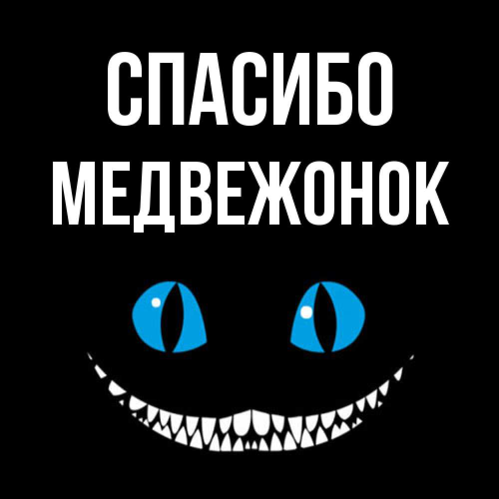 Открытка на каждый день с именем, медвежонок Спасибо благодарю от чеширика Прикольная открытка с пожеланием онлайн скачать бесплатно 