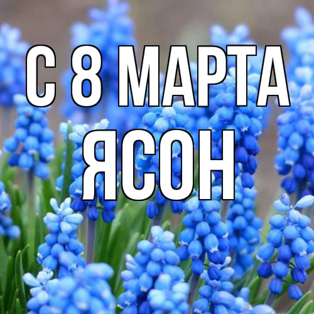 Открытка на каждый день с именем, Ясон C 8 МАРТА Поздравительная открытка для женщин с цветами на праздничную дату Прикольная открытка с пожеланием онлайн скачать бесплатно 