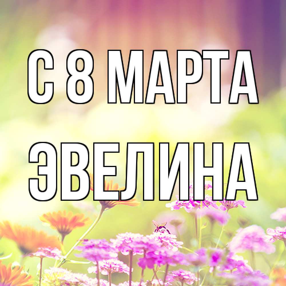 Открытка на каждый день с именем, Эвелина C 8 МАРТА цветы весна Прикольная открытка с пожеланием онлайн скачать бесплатно 