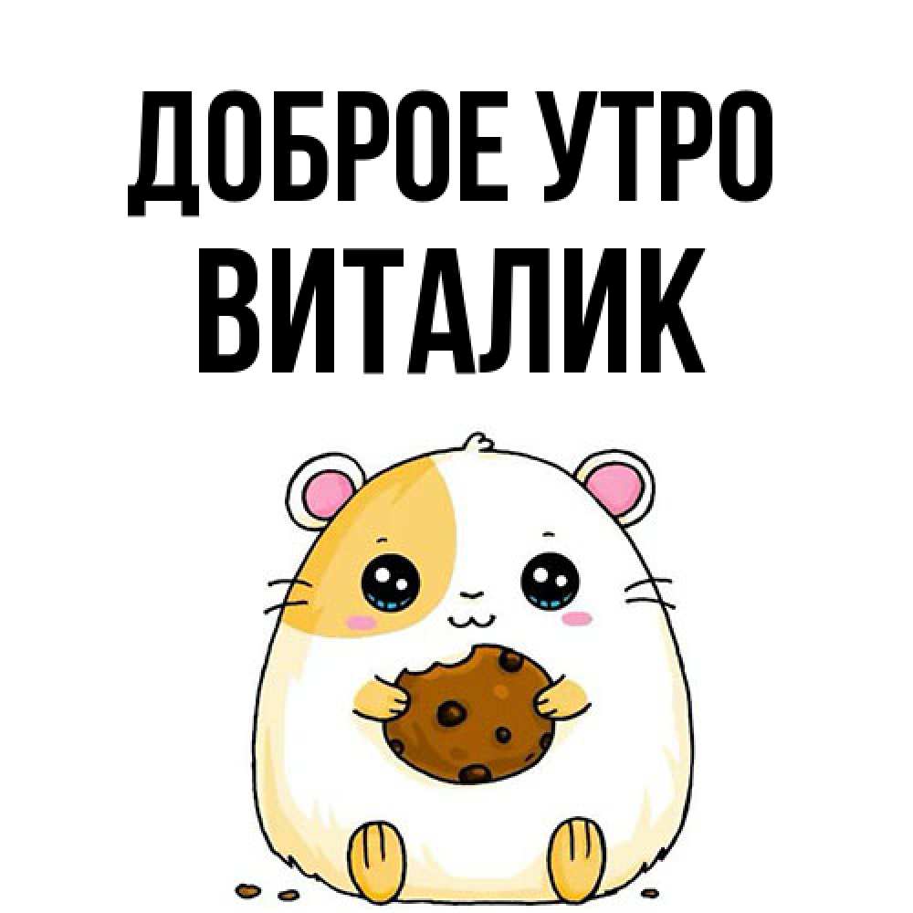 Открытка на каждый день с именем, Виталик Доброе утро есть печеньку. Утречко Прикольная открытка с пожеланием онлайн скачать бесплатно 