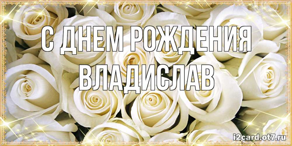 Открытка на каждый день с именем, Владислав С днем рождения открытка с белыми розами. большой букет белых роз Прикольная открытка с пожеланием онлайн скачать бесплатно 