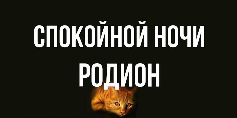 Открытка на каждый день с именем, Родион Спокойной ночи кот Прикольная открытка с пожеланием онлайн скачать бесплатно 