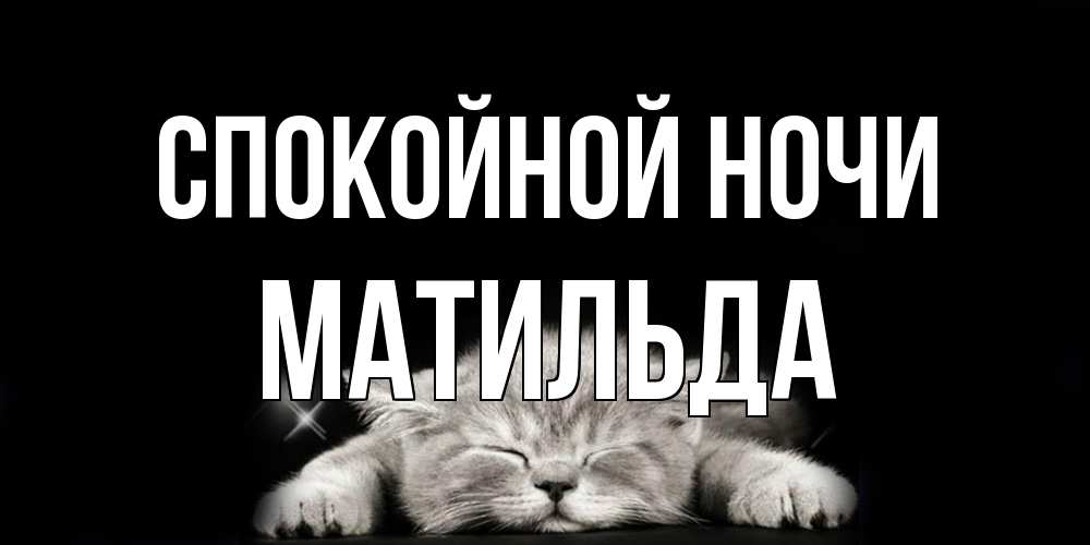 Открытка на каждый день с именем, Матильда Спокойной ночи спящий котик Прикольная открытка с пожеланием онлайн скачать бесплатно 