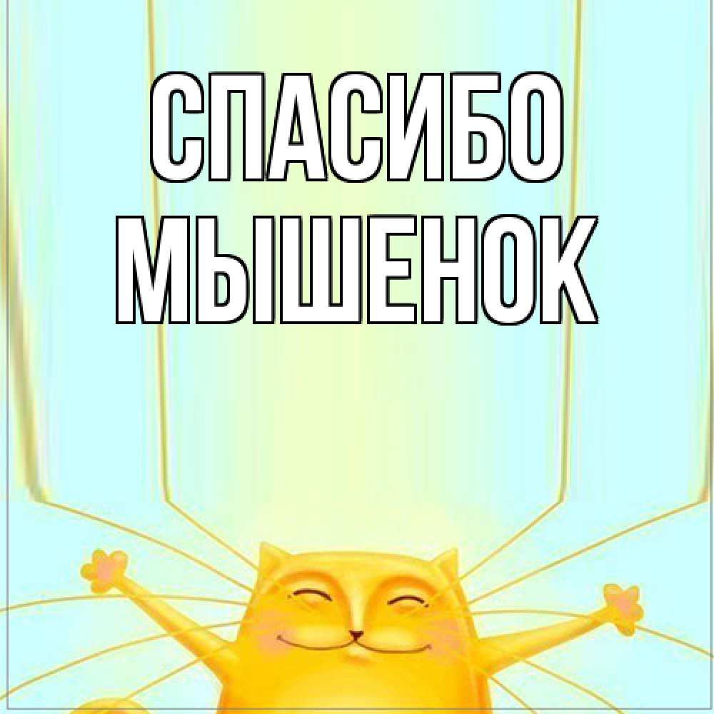 Открытка на каждый день с именем, Мышенок Спасибо кот с усами благодарит Прикольная открытка с пожеланием онлайн скачать бесплатно 
