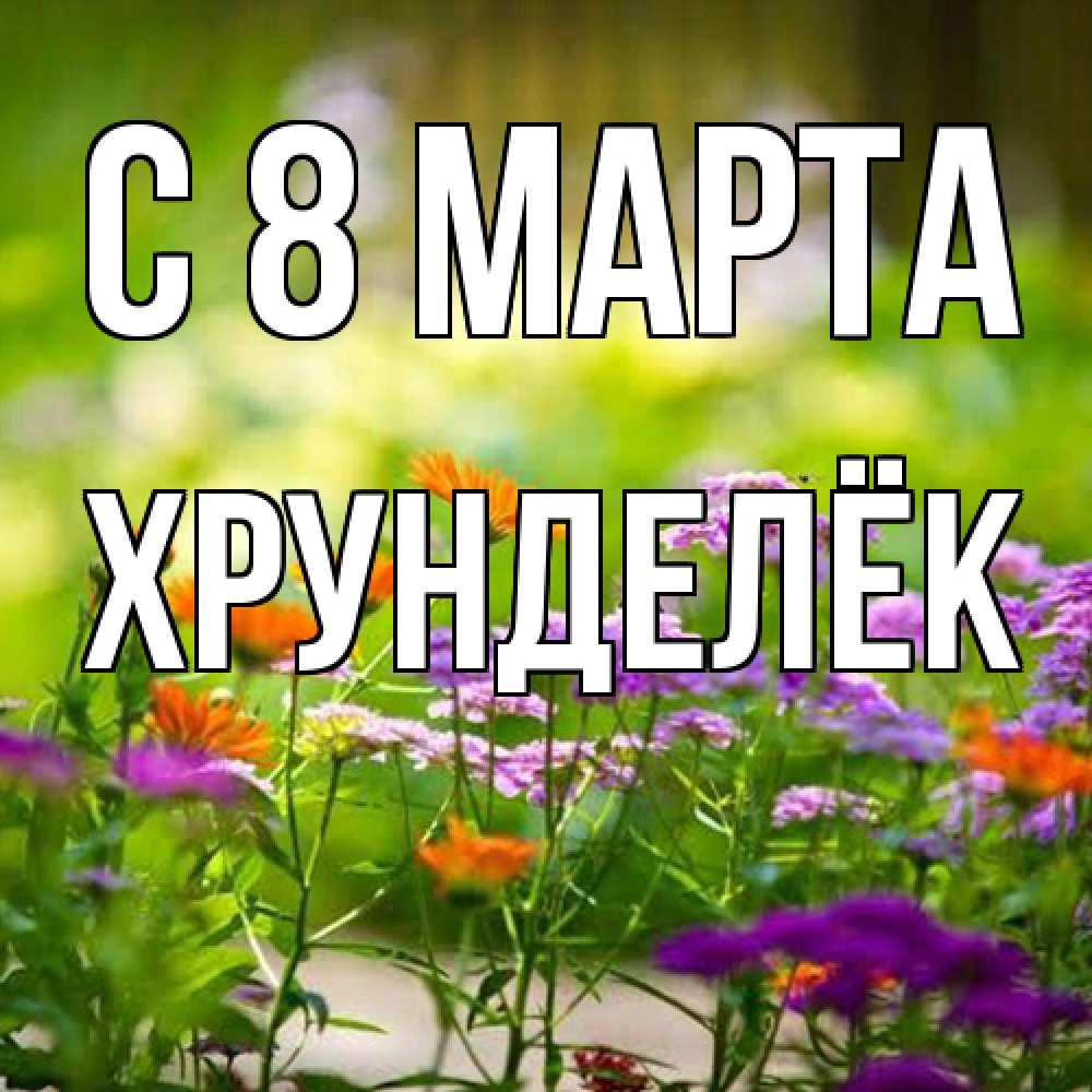 Открытка на каждый день с именем, Хрунделёк C 8 МАРТА цветы Прикольная открытка с пожеланием онлайн скачать бесплатно 