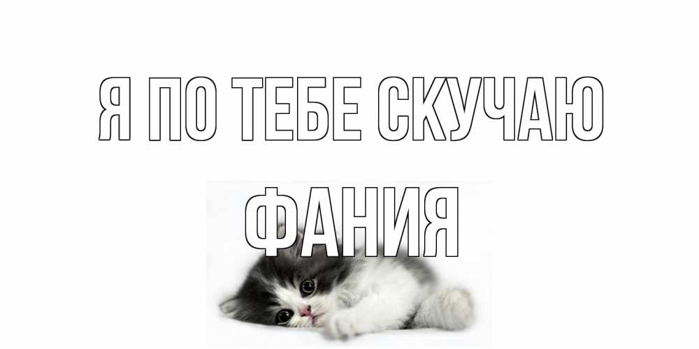 Открытка на каждый день с именем, Фания Я по тебе скучаю кот, скука Прикольная открытка с пожеланием онлайн скачать бесплатно 