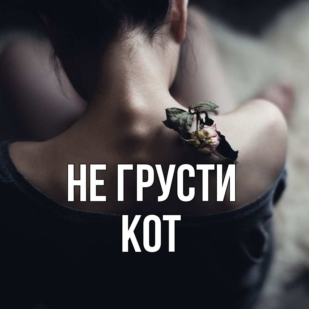 Открытка на каждый день с именем, Кот Не грусти девушка со спины Прикольная открытка с пожеланием онлайн скачать бесплатно 