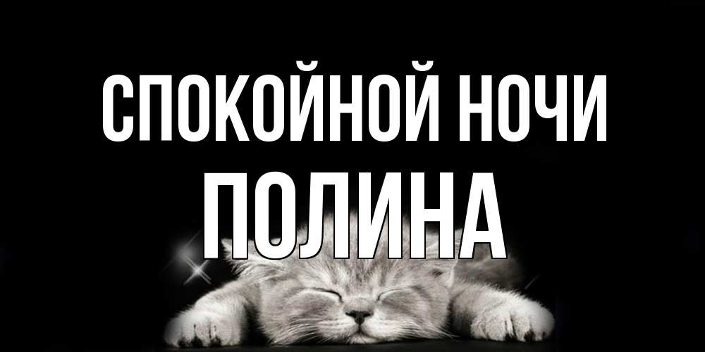 Открытка на каждый день с именем, Полина Спокойной ночи спящий котик Прикольная открытка с пожеланием онлайн скачать бесплатно 