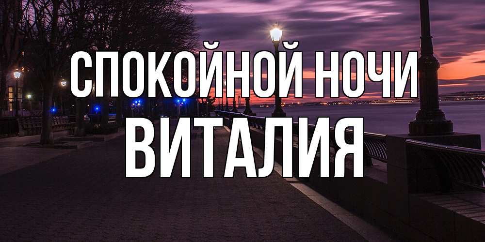 Открытка на каждый день с именем, Виталия Спокойной ночи фонари на фоне реки Прикольная открытка с пожеланием онлайн скачать бесплатно 