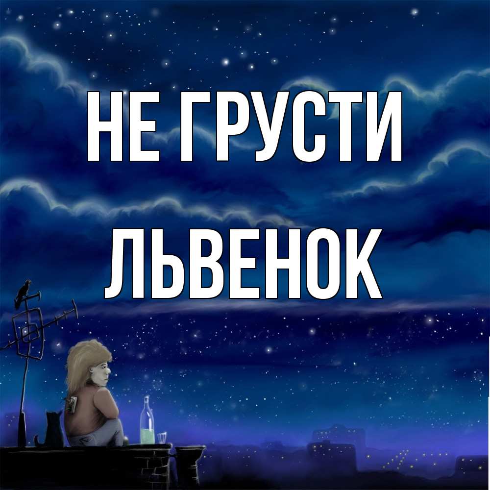 Открытка на каждый день с именем, Львенок Не грусти город с крыши Прикольная открытка с пожеланием онлайн скачать бесплатно 