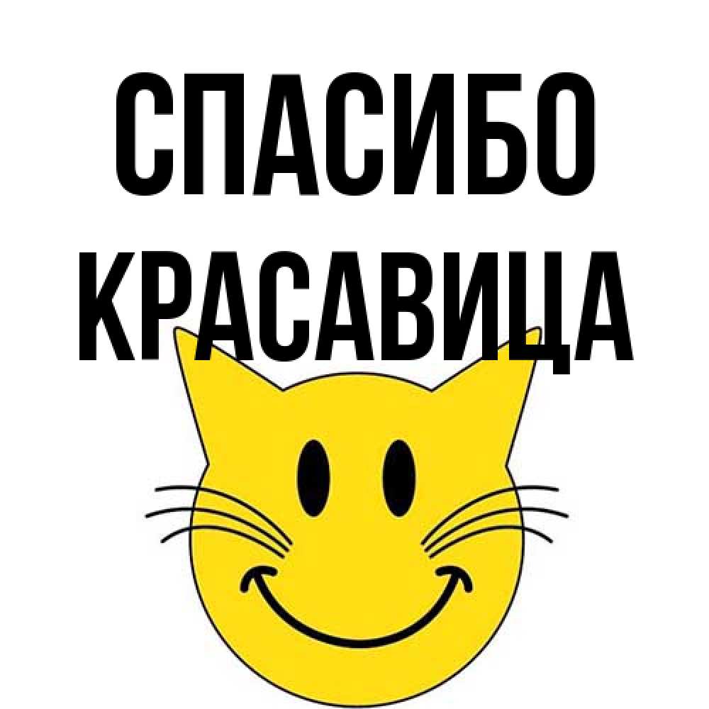 Открытка на каждый день с именем, Красавица Спасибо улыбающийся смайл кот Прикольная открытка с пожеланием онлайн скачать бесплатно 