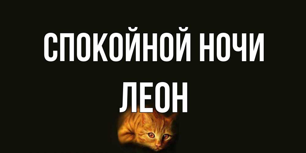 Открытка на каждый день с именем, Леон Спокойной ночи кот Прикольная открытка с пожеланием онлайн скачать бесплатно 