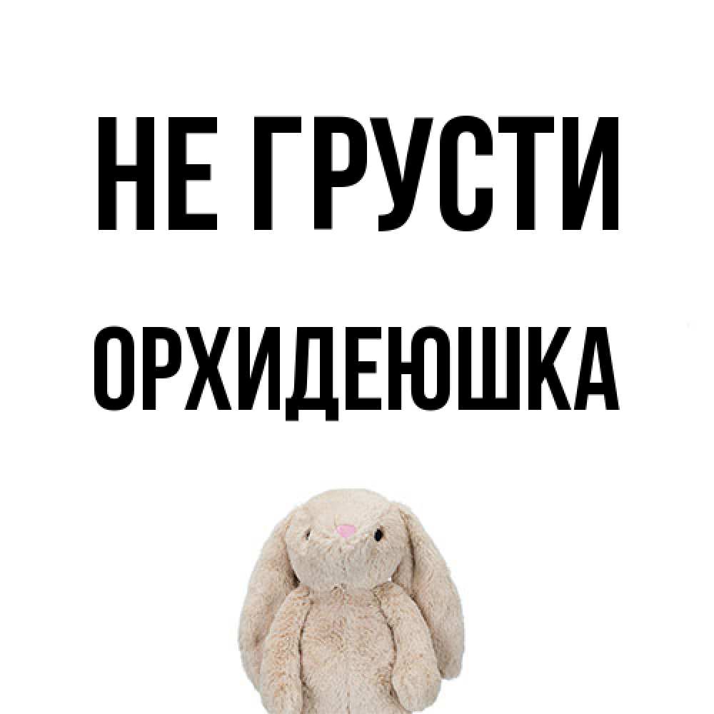 Открытка на каждый день с именем, Орхидеюшка Не грусти детская игрушка зайчика Прикольная открытка с пожеланием онлайн скачать бесплатно 