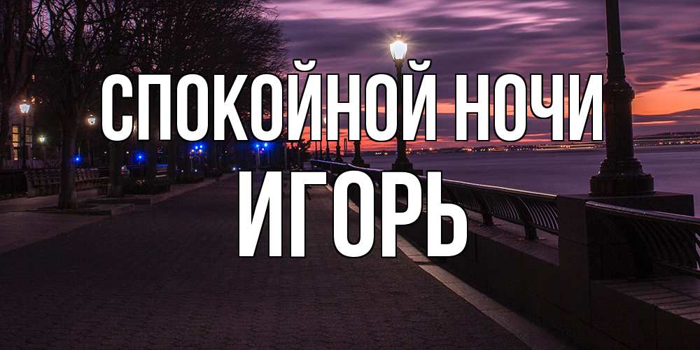 Открытка на каждый день с именем, Игорь Спокойной ночи фонари на фоне реки Прикольная открытка с пожеланием онлайн скачать бесплатно 