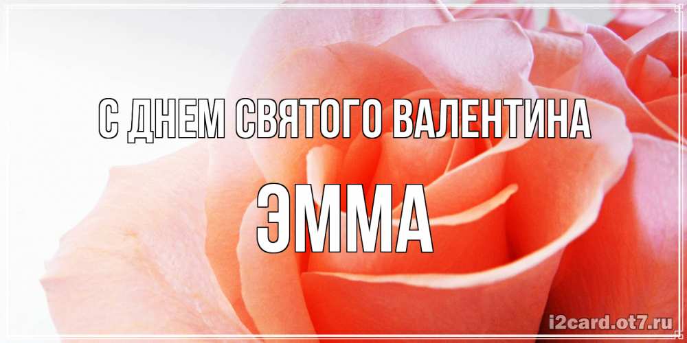 Открытка на каждый день с именем, Эмма С днем Святого Валентина открытка на день Святого Валентина с розовой розой Прикольная открытка с пожеланием онлайн скачать бесплатно 