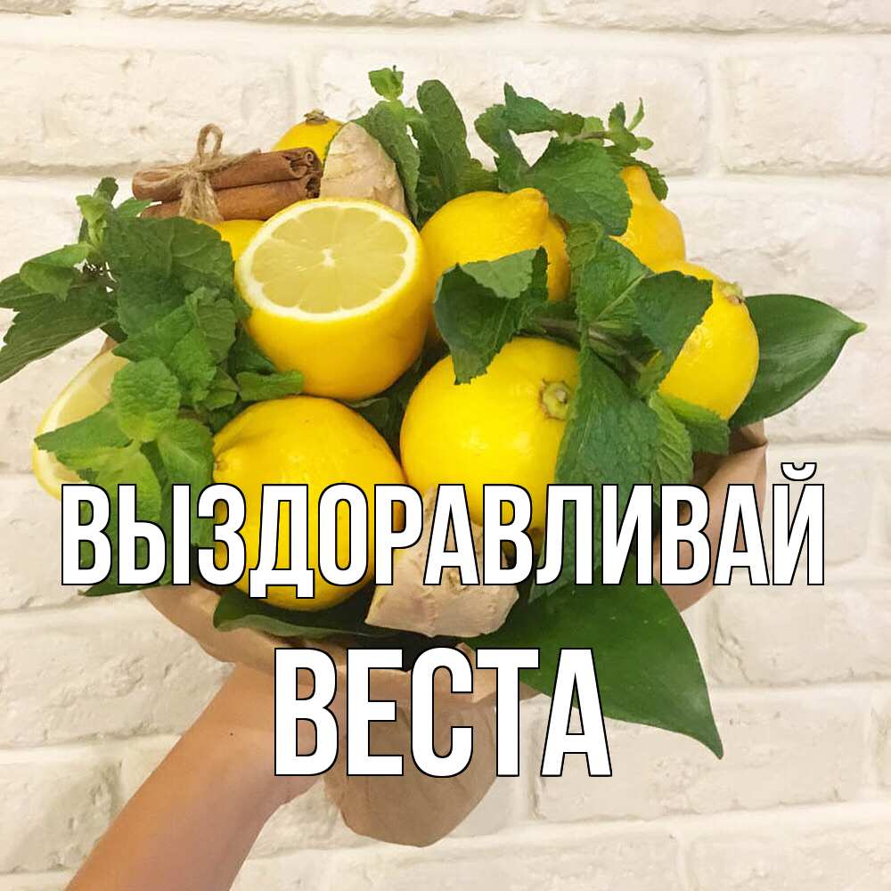 Открытка на каждый день с именем, Веста Выздоравливай витамины Прикольная открытка с пожеланием онлайн скачать бесплатно 