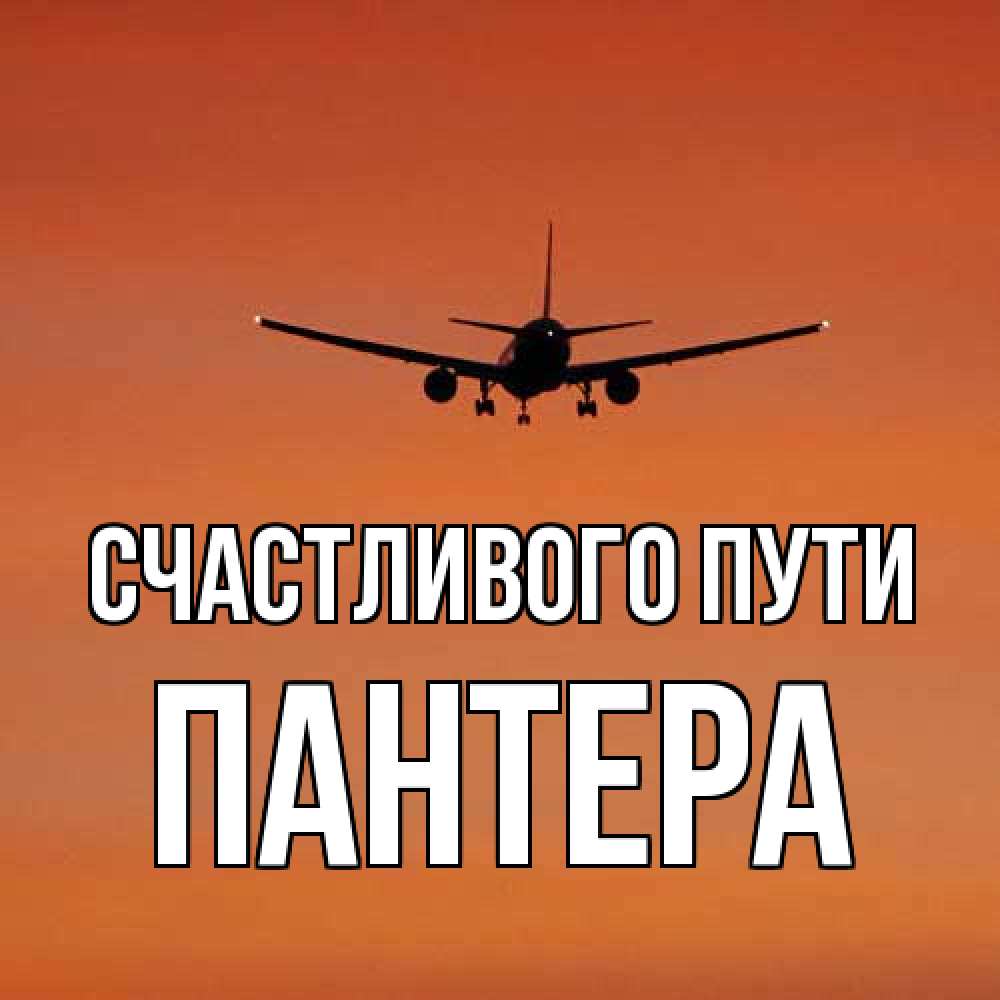 Открытка на каждый день с именем, Пантера Счастливого пути силуэт самолета Прикольная открытка с пожеланием онлайн скачать бесплатно 