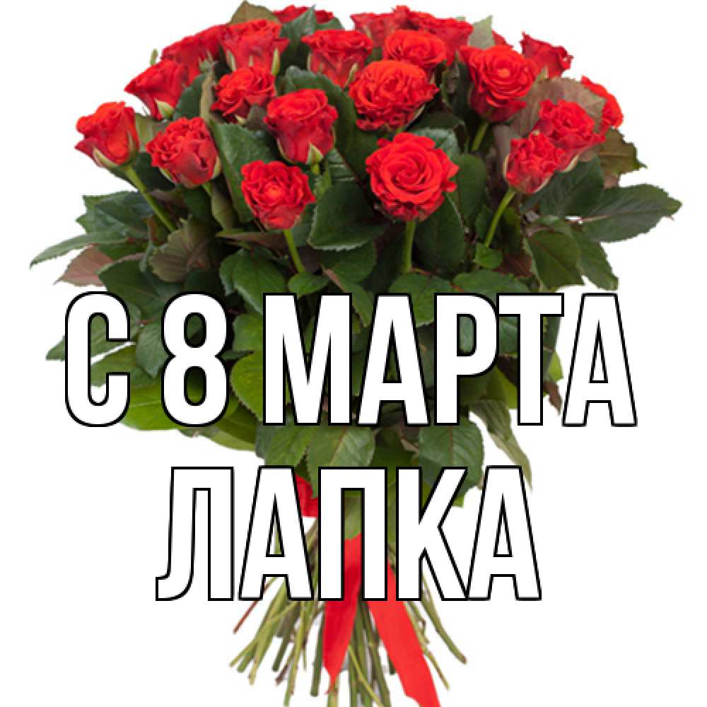 Открытка на каждый день с именем, лапка C 8 МАРТА цветы на 8 марта 1 Прикольная открытка с пожеланием онлайн скачать бесплатно 