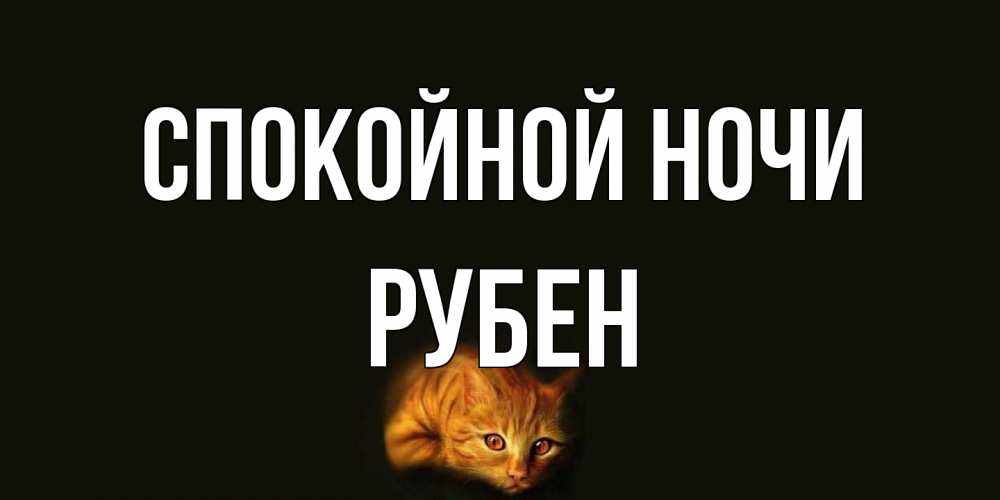 Открытка на каждый день с именем, Рубен Спокойной ночи кот Прикольная открытка с пожеланием онлайн скачать бесплатно 