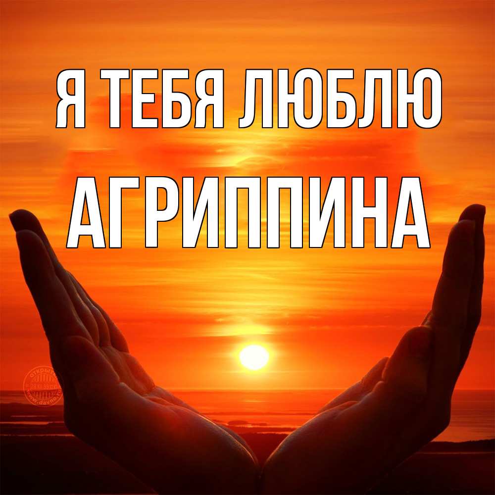 Открытка на каждый день с именем, Агриппина Я тебя люблю в руках Прикольная открытка с пожеланием онлайн скачать бесплатно 