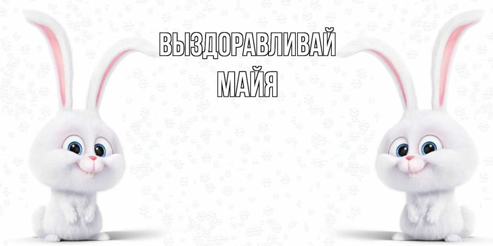Открытка на каждый день с именем, Майя Выздоравливай не болей с зайцем Прикольная открытка с пожеланием онлайн скачать бесплатно 