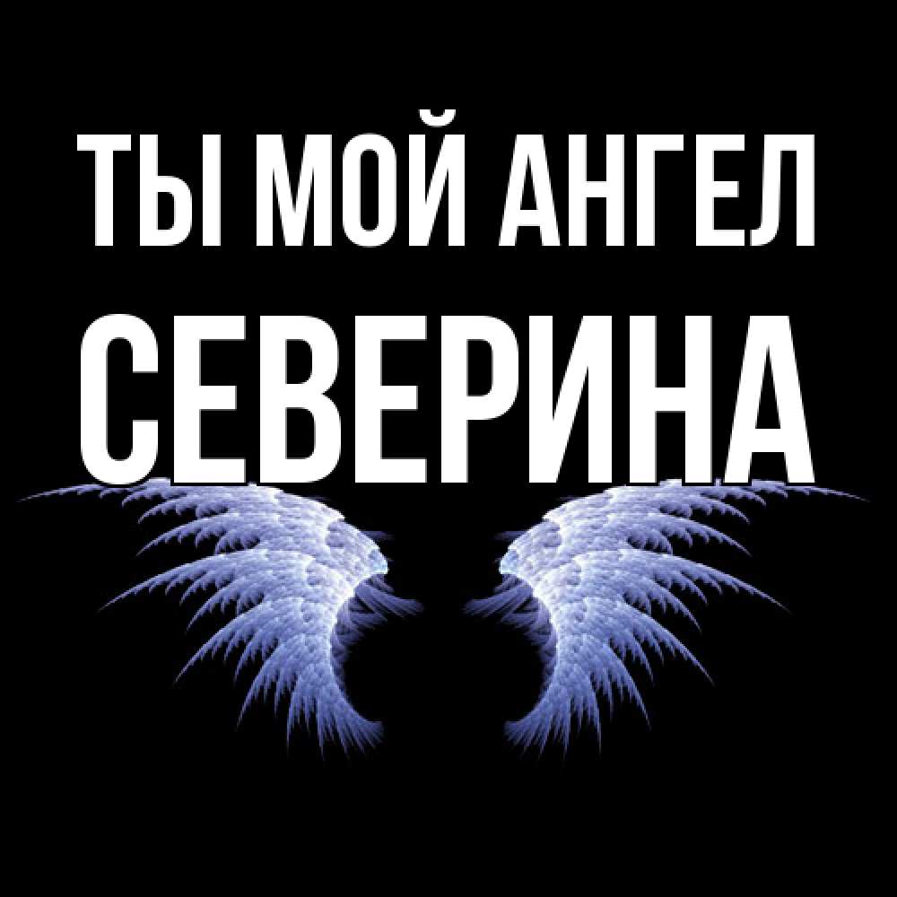 Открытка на каждый день с именем, Северина Ты мой ангел ангельские крылья на черном фоне Прикольная открытка с пожеланием онлайн скачать бесплатно 